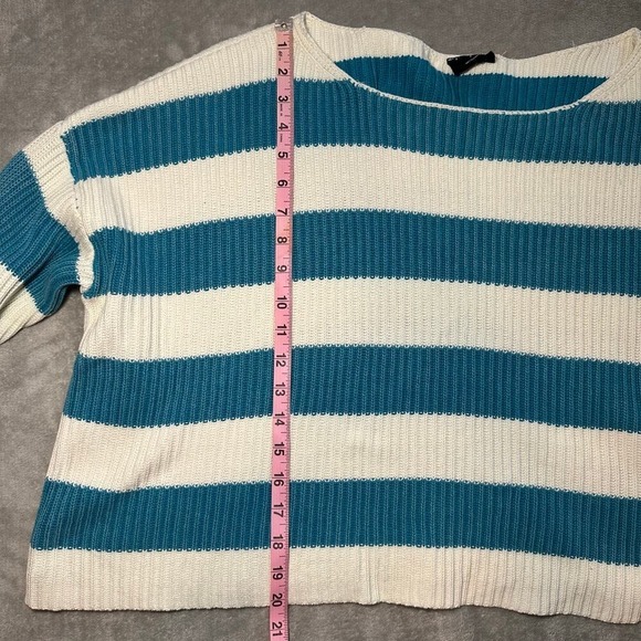 Blank Paige Knit Sweater‎ Women Size S Blue White Stripes Oversized Boxy Beachy - Picture 6 of 9